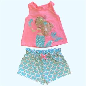 Tommy Bahama 2 Piece Set Mermaid Shorts & Top Outfit Toddler Girls Size 4